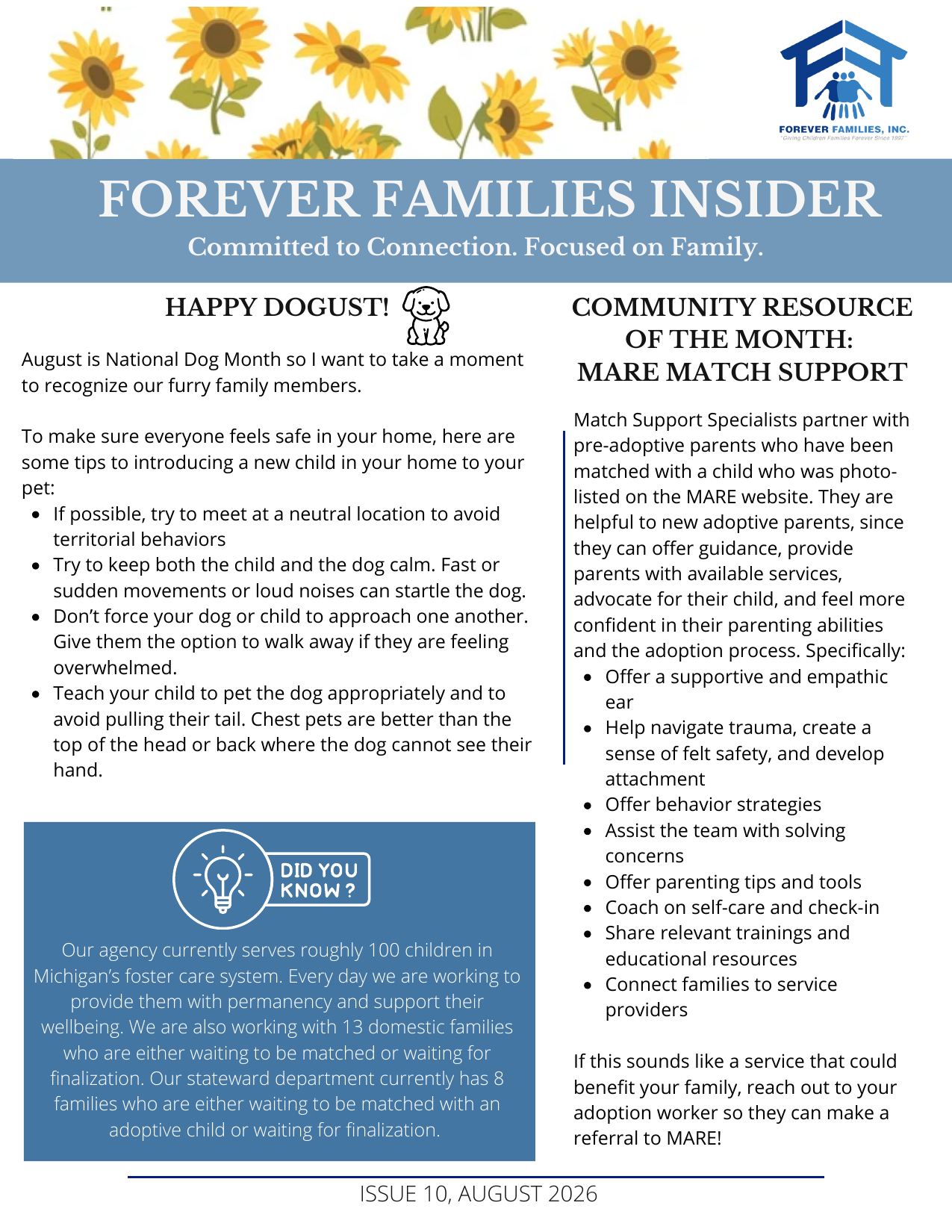Forever Families Insider, Issue 10, August 2026 — Page 1